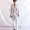 Men's White Floral Embroidered Blazer