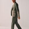 Olive Green Floral Embroidered Designer Blazer