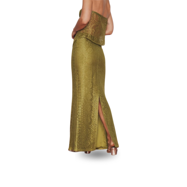 Dress A3 Olive Green Jacquard Strapless Maxi Dress