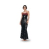 Black & Burgundy Sequin Contrast Maxi Dress