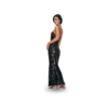 Black & Burgundy Sequin Contrast Maxi Dress