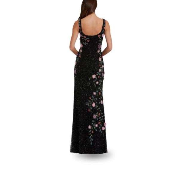 Dress E1 Black Floral Sequin Embellished Maxi Dress