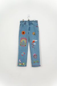 Light Blue Embroidered Statement Denim Jeans