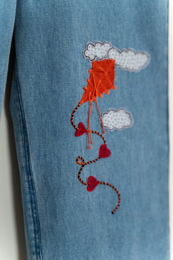 Pents-02 Light Blue Embroidered Statement Denim Jeans