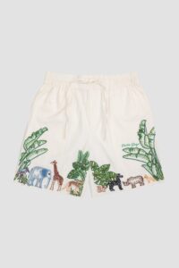 Ivory Safari Embroidered Relaxed Shorts