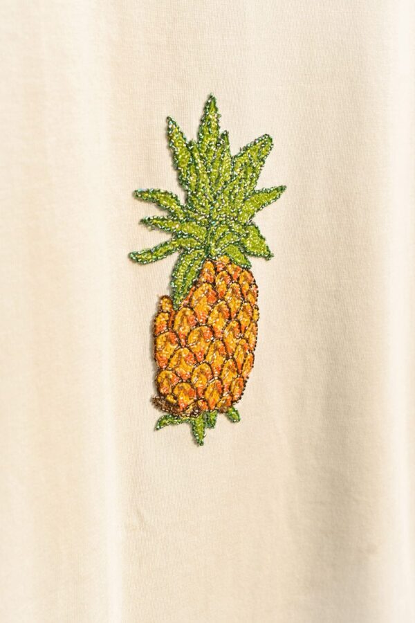 Beaded Pineapple Embroidered Oversized T-Shirt